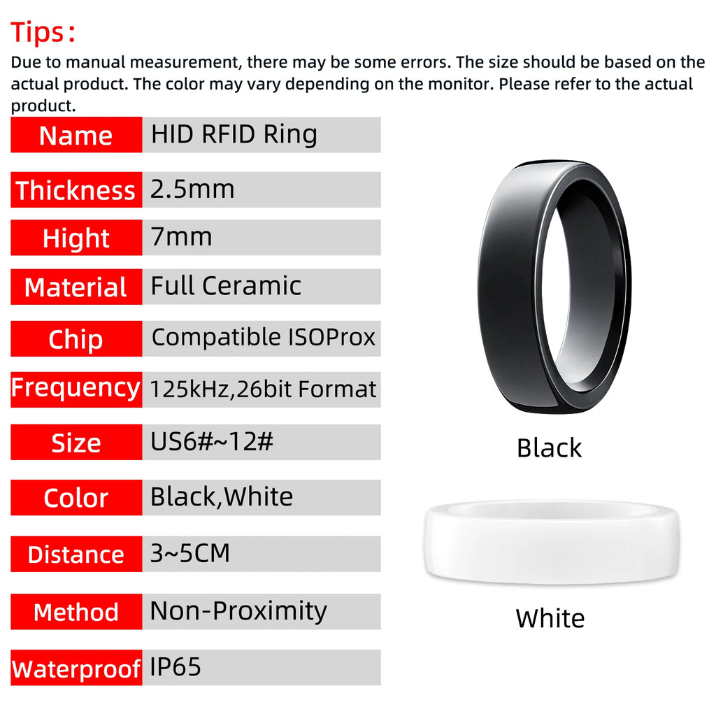 HID RFID Ring 125kHz ProxCard II for Access Control Cards Proximity Compatible with 1386 ISOProx II 26 bit H10301 Format
