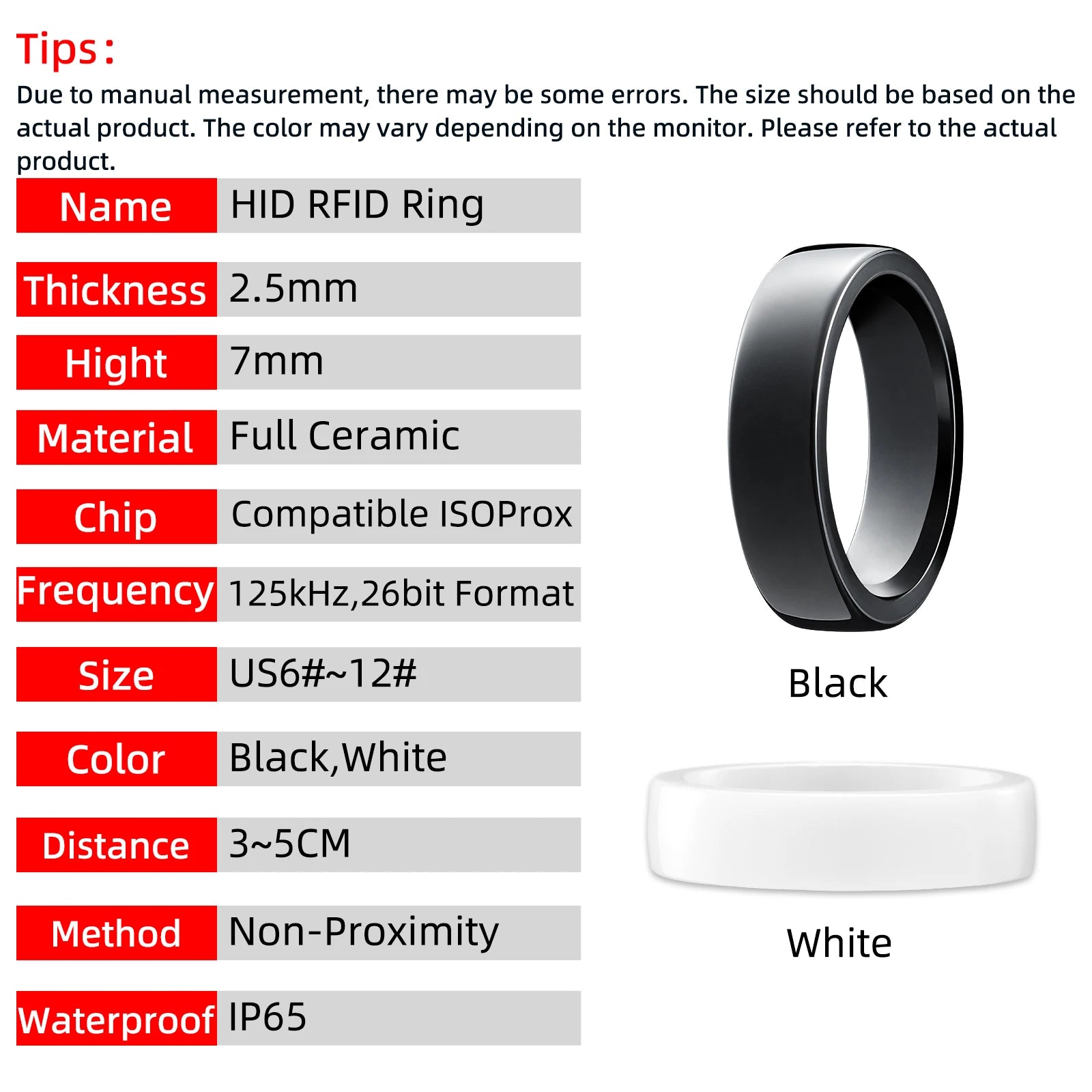 HID RFID Ring 125kHz ProxCard II for Access Control Cards Proximity Compatible with 1386 ISOProx II 26 bit H10301 Format