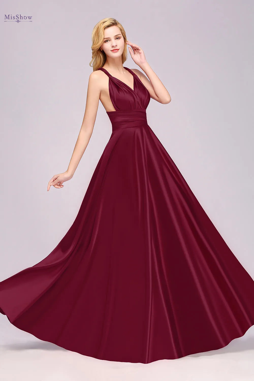 Plus Size Bridesmaid Dresses Women 2023 Infinity Dress Convertible Sexy Backless Multiway Milk Silk Wedding Evening Party Gowns