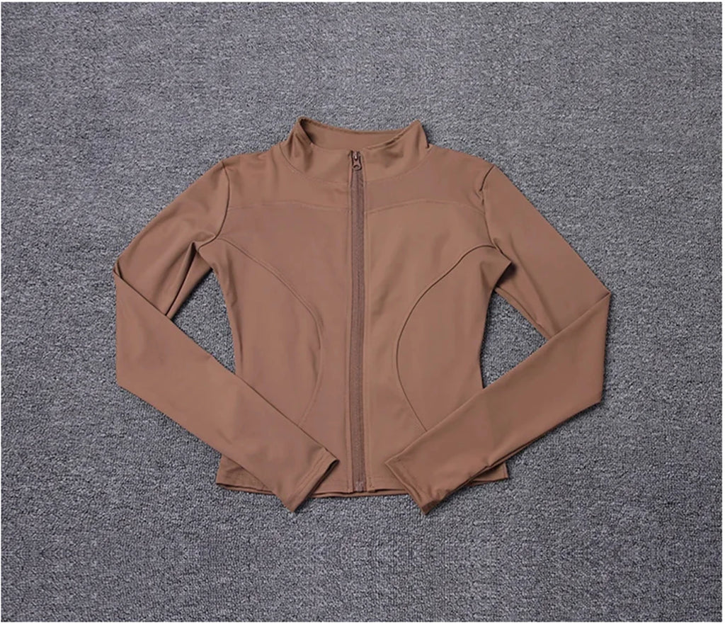 Women Long Sleeve Sport Jacket Spring Summer Gym Workout Coat Yoga Running Sports Cycling Top Casual Zipper Outfit Clothes Chic
