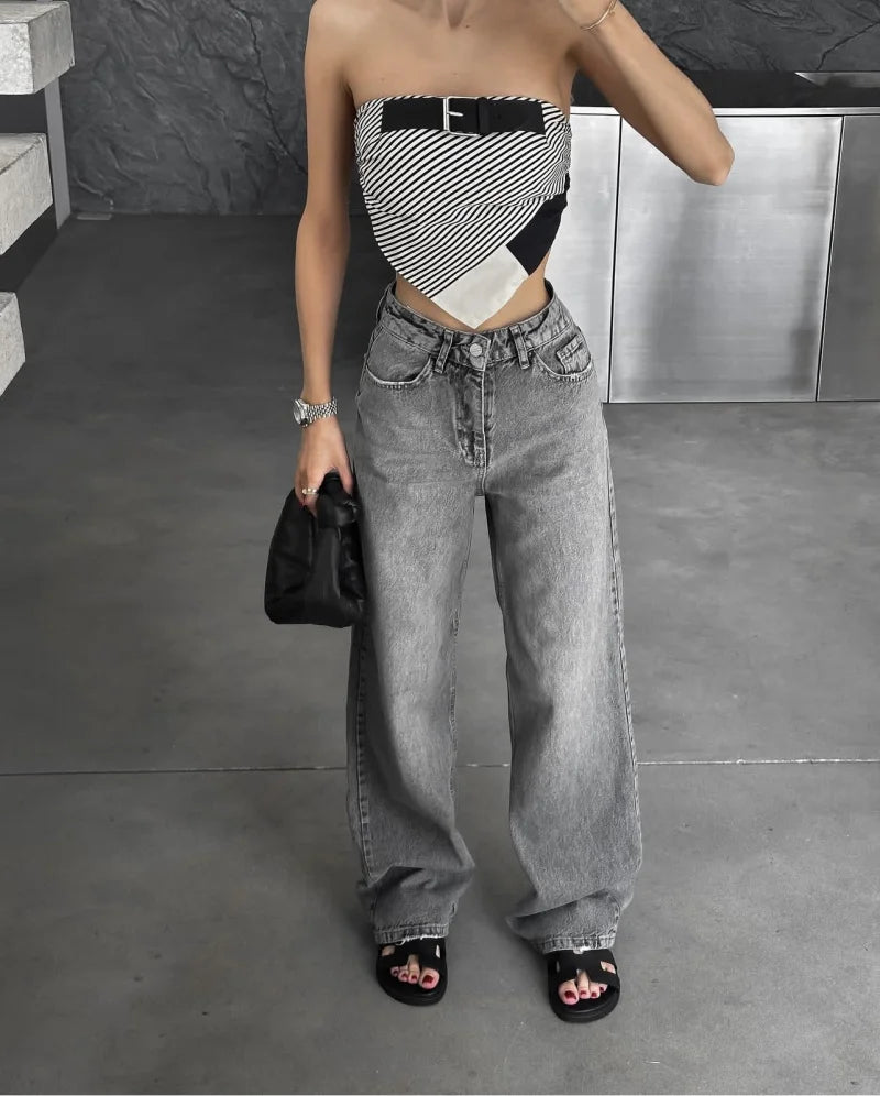 Z1975 straight height waist long jeans 2025 ETJ Autumn/Winter New Wash Product y2k Classic  Jeans for women