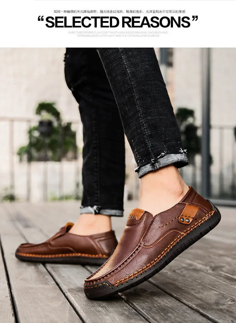 Mens Loafers Breathable Slip on Italian Driving Shoes Chaussure Homme Genuine Leather Men Handmade Casual Shoes