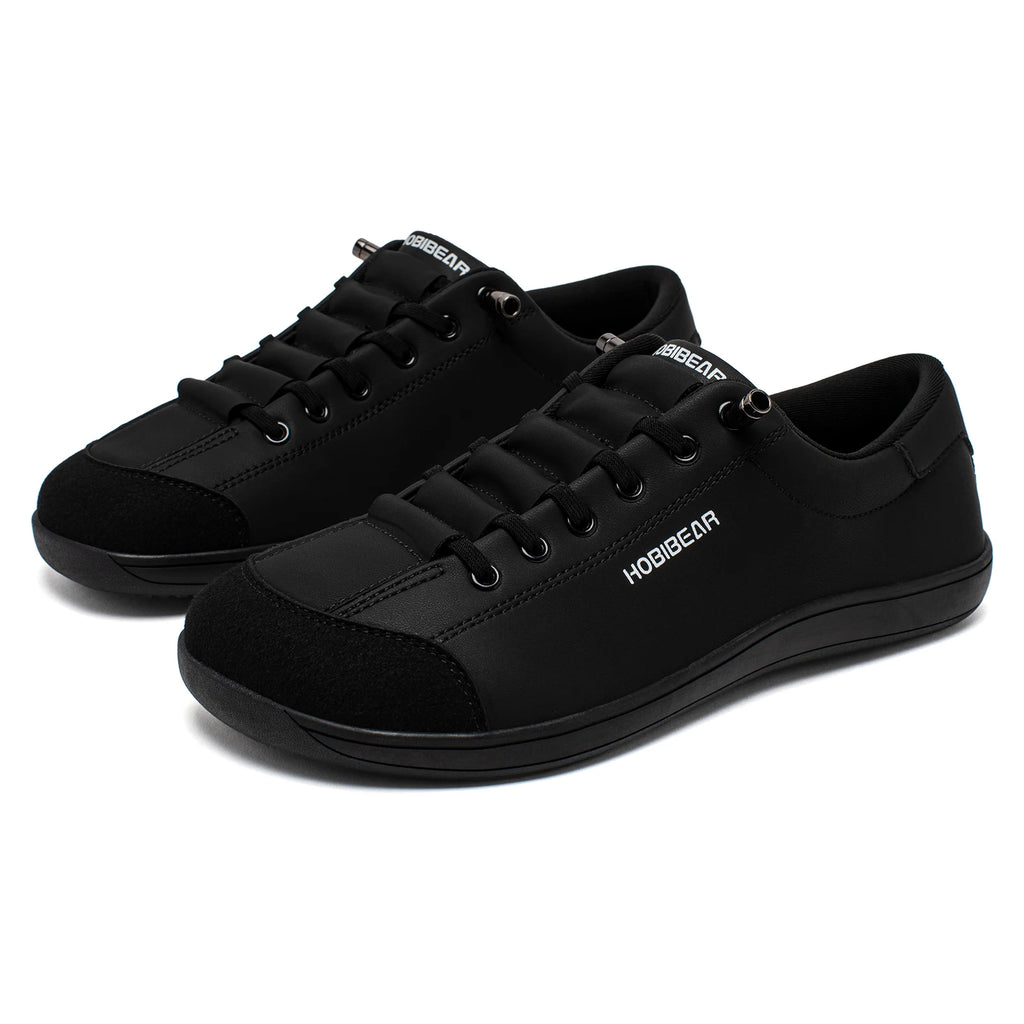 HOBIBEAR Unisex Barefoot Wide Toe Shoes Women Men Artificial Leather Minimalist Sneakers Adjustable Slip On Walking Shoes