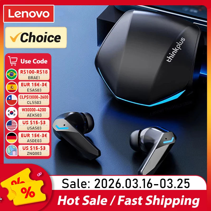 Choice Lenovo GM2 Pro Earphone Bluetooth 5.3 Headphones with Mic 9D Stereo Pro 6 Earbuds Dual Modes Music Game Wireless Headset