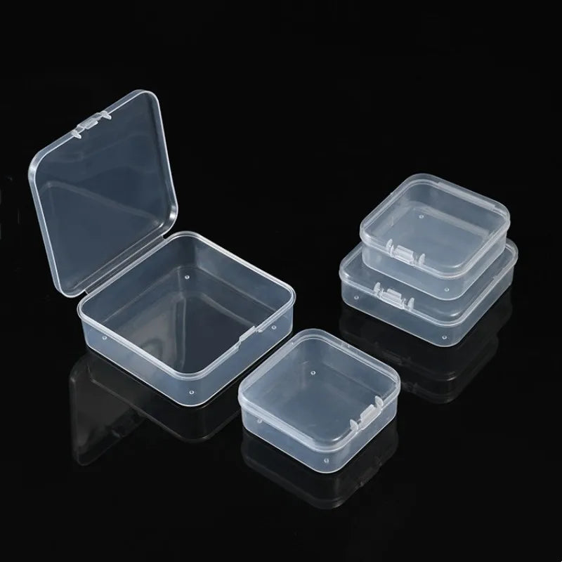 Mini PP Plastic Square Box Jewelry Fishhook Component Single-compartment Covered Transparent Storage Box