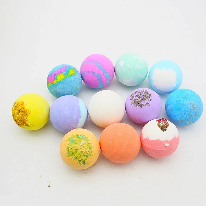 12Pcs/set Bath Bubble Ball Kit Essential Oil Bath Salts Skin Care Exfoliating Moisturizing Shower Bath Balls Accessories