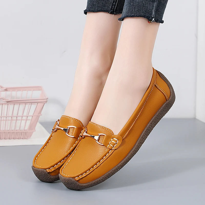 100% cowhide Women's casual sports shoes Fashion Thick base Lightness Women's vulcanized shoes New large size Women's sneakers