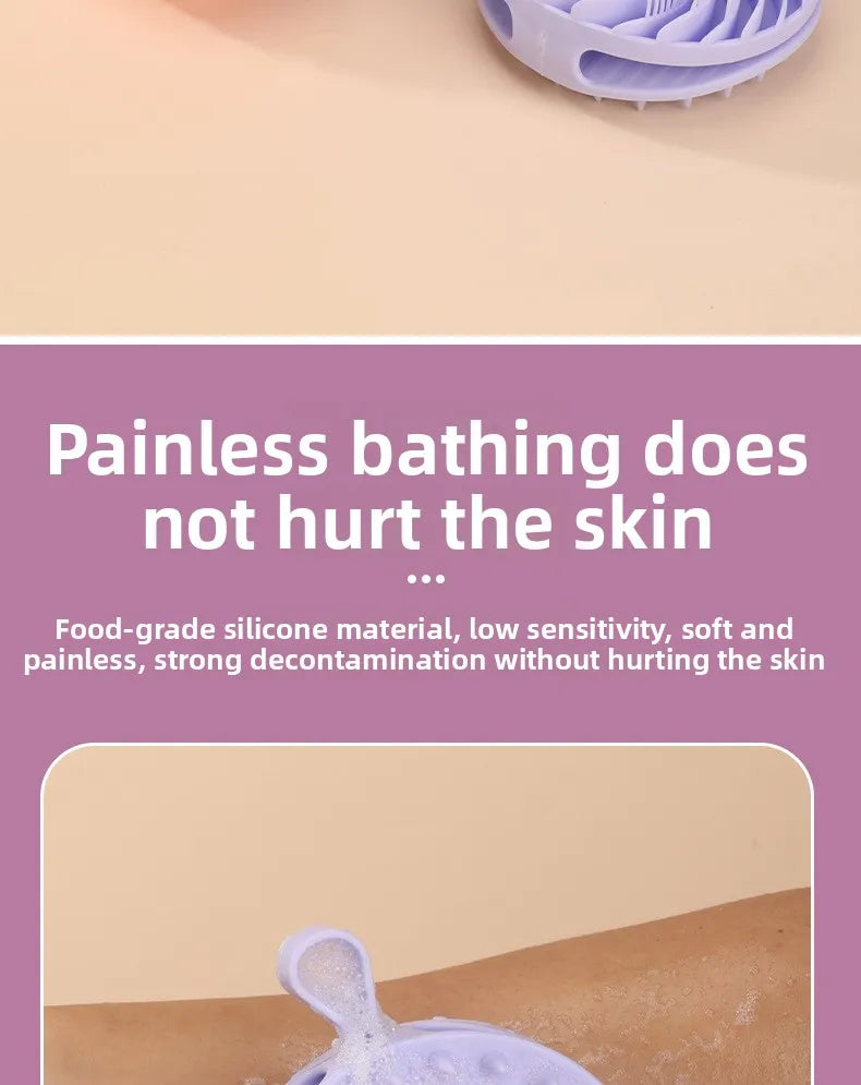Silicone double-sided bath brush, painless bath artifact, two-in-one shampoo and massage brush, no pain, no skin bath brush