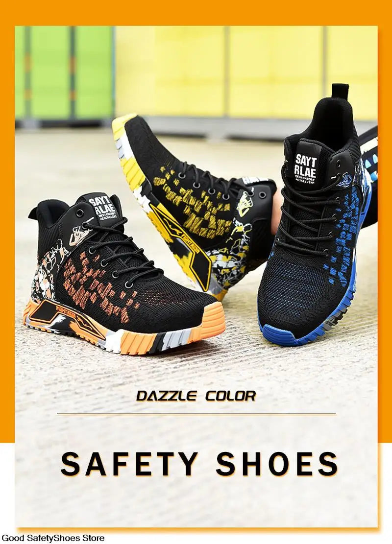 Work Safety Boots Men Work Shoes Steel Toe Safety Shoes Men lightweight Indestructible Boots Anti-puncture Work Sneakers Male