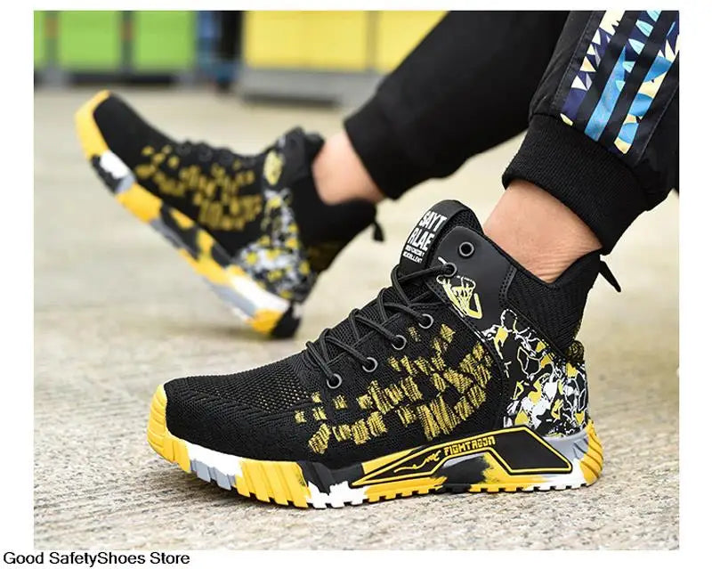 Work Safety Boots Men Work Shoes Steel Toe Safety Shoes Men lightweight Indestructible Boots Anti-puncture Work Sneakers Male