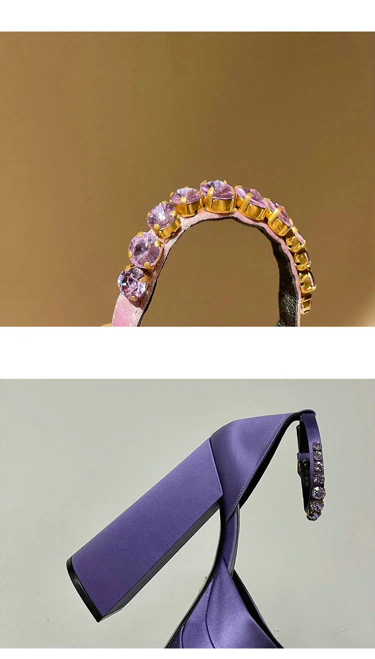 High Heels Women 2025 New Fashion Show 15cm Personality Super High Heel Waterproof Square Head Black Silk Runway Shoes