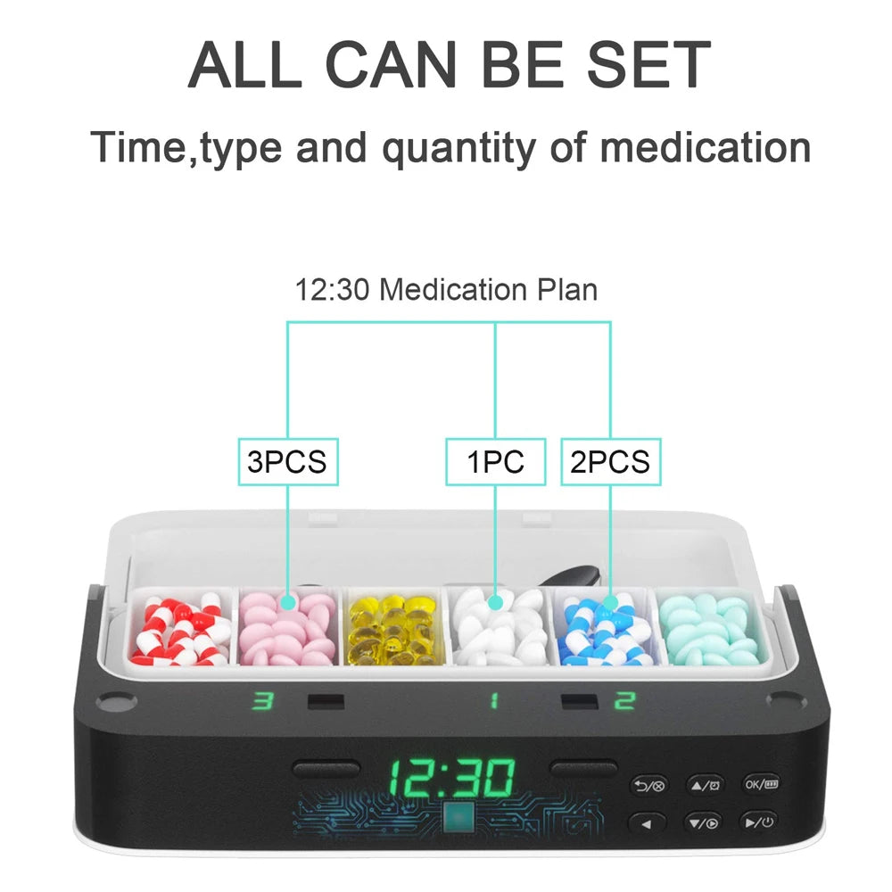 New Smart Pill Dispenser Medicine Pill Box Organizer For 7 Days Organizer Container Intelligent Alarm Home Pill Box With Timer
