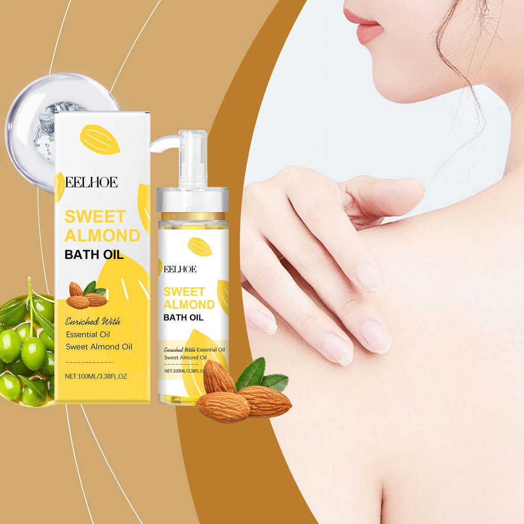 EELHOE Sweet Almond Oil for Bath Exfoliator Shower and Body Cleaning Brightening Skin Care Products Nourish Bath Essential Oil