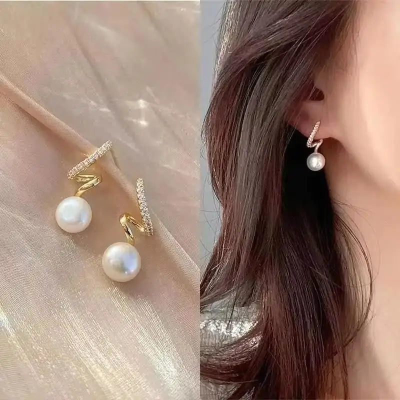 Korean Fashion Zircon Drop Earrings For Women Jewelry 2026 Trending New Luxury Women's Geometric Hoop Earrings Pendientes Gifts