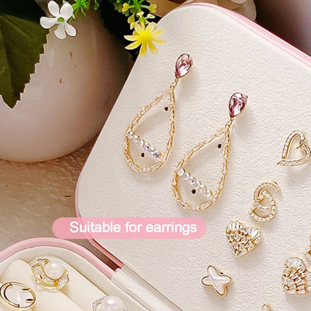 Portable double-layer buttoned jewelry storage box necklace watch, earring ring jewelry