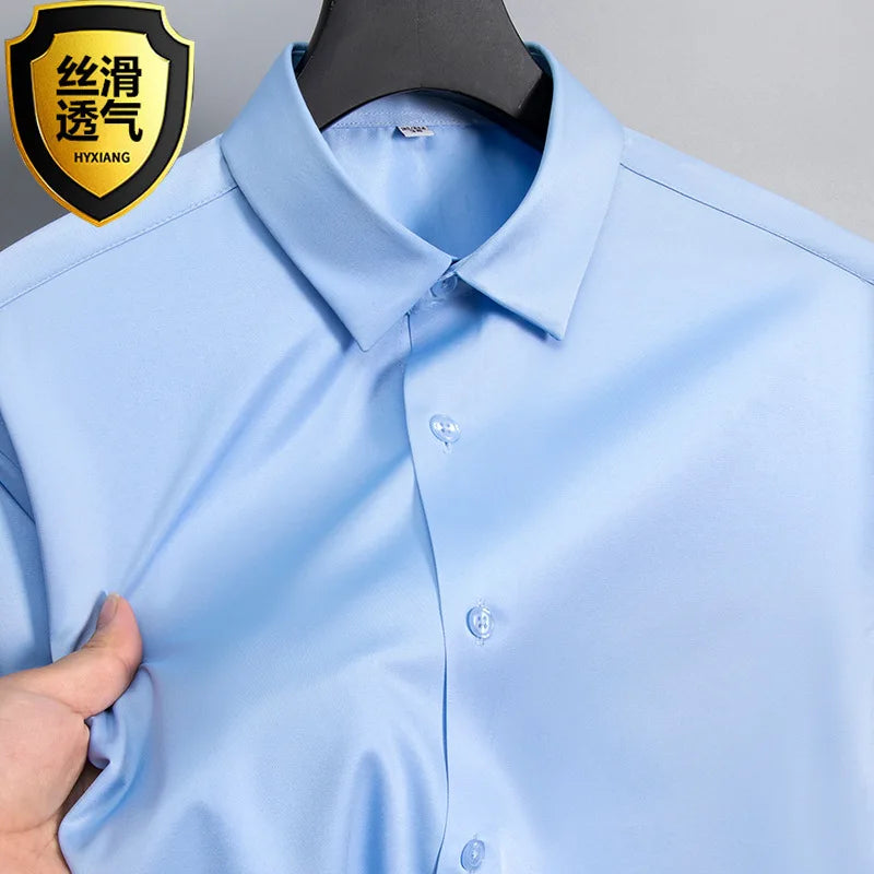Big Size 5XL Business Shirts For Men Long Sleeve Autumn Wrinkle-free Slim Fit Camisa Social Formal Soft Wedding Office White Top