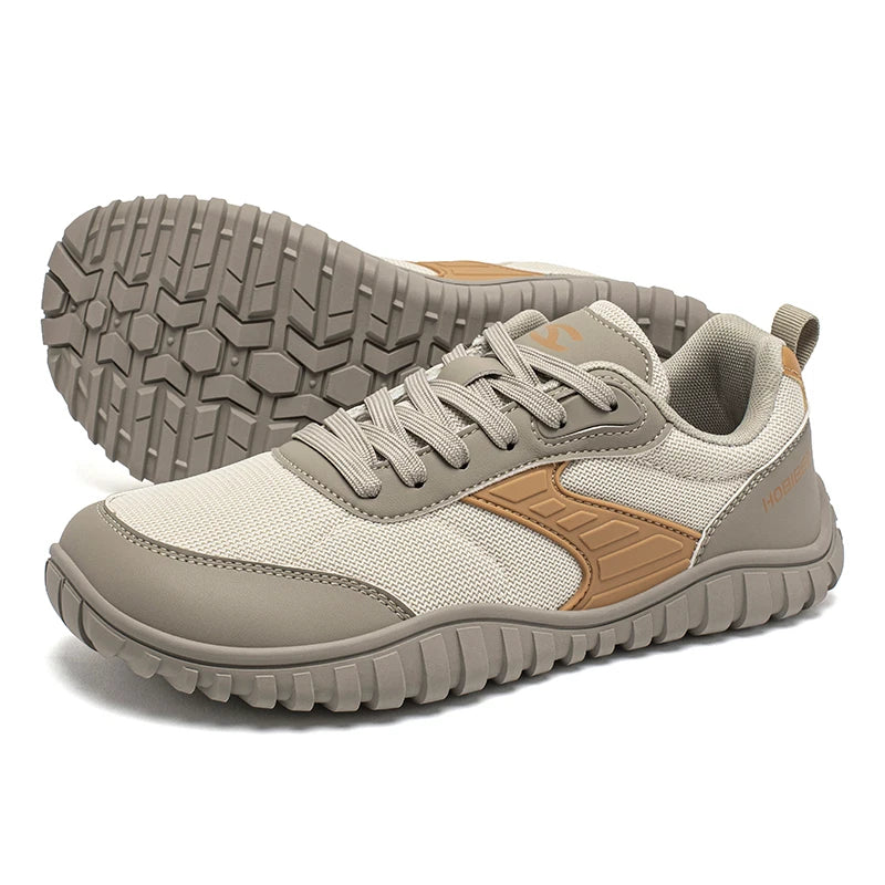 HOBIBEAR Minimalist Wide Toe Shoes Mens Womens Artificial Leather Running Sneakers Lace Up Lightweight Breathable Walking Shoes