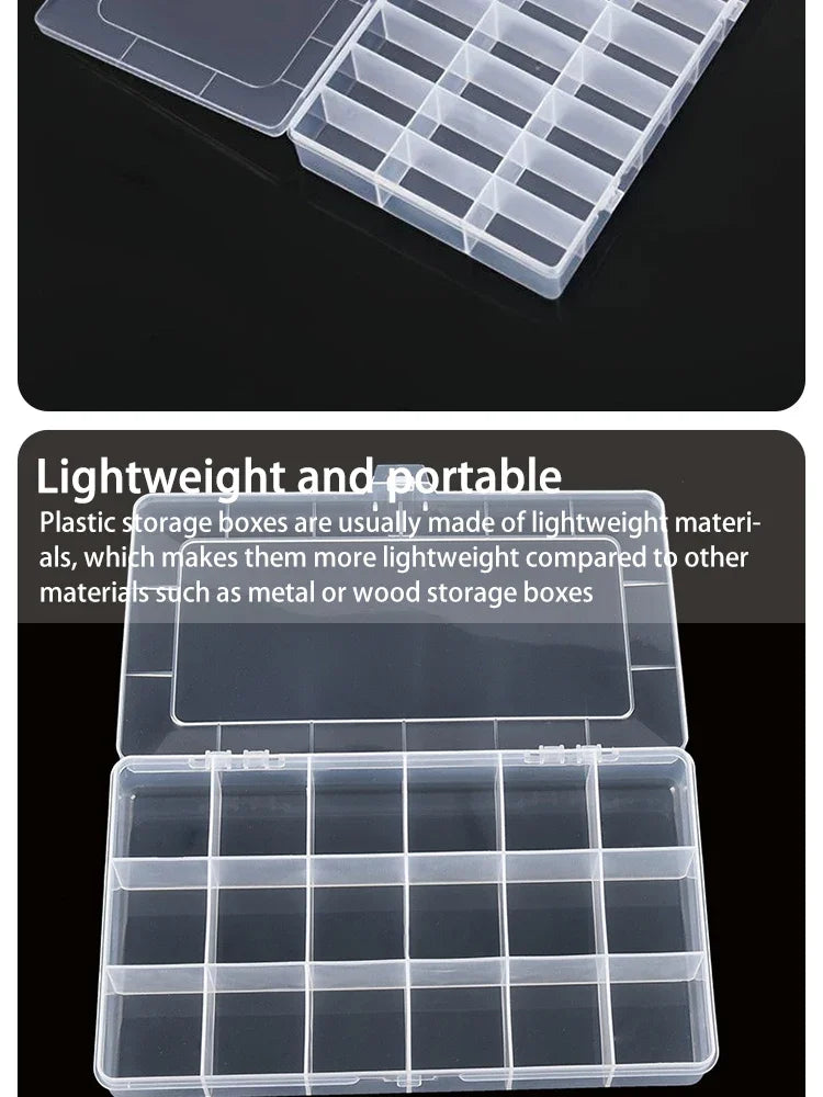 24-Grid Transparent Storage Boxes - Multi-Purpose Organizer for Hardware Buttons, Fishing Gear, Jewelry, Accessories & Stationer