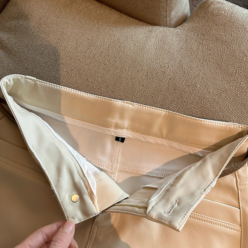 Autumn Black White Elegant Fashion Sexy Slim Short Pant Clothes Women Casual Beige Pockets High Waist Office Lady Shorts Simple