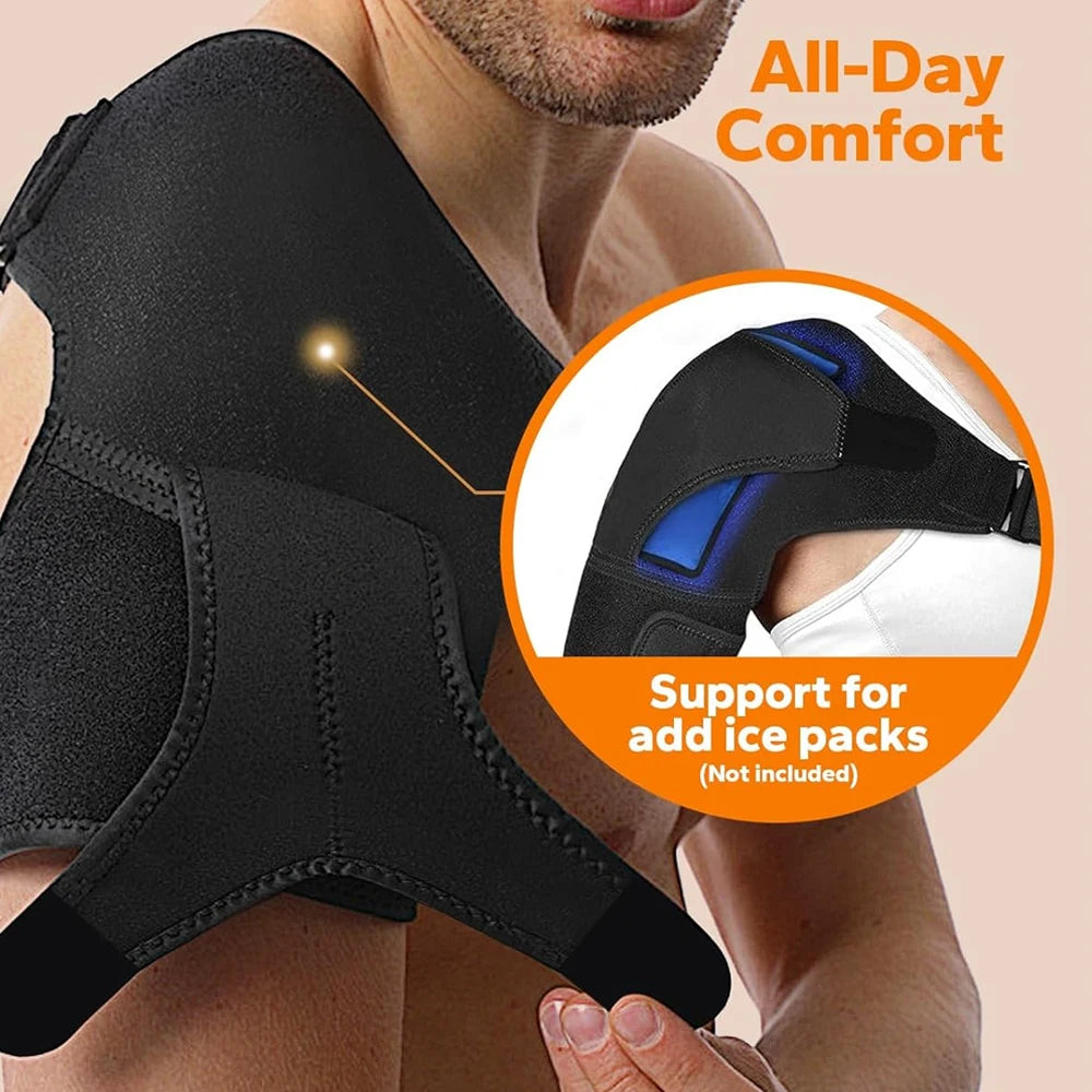Adjustable Shoulder Brace Men and Women All Use, Breathable Shoulder Support Sleeve for AC Joint Relief and Shoulder Stability