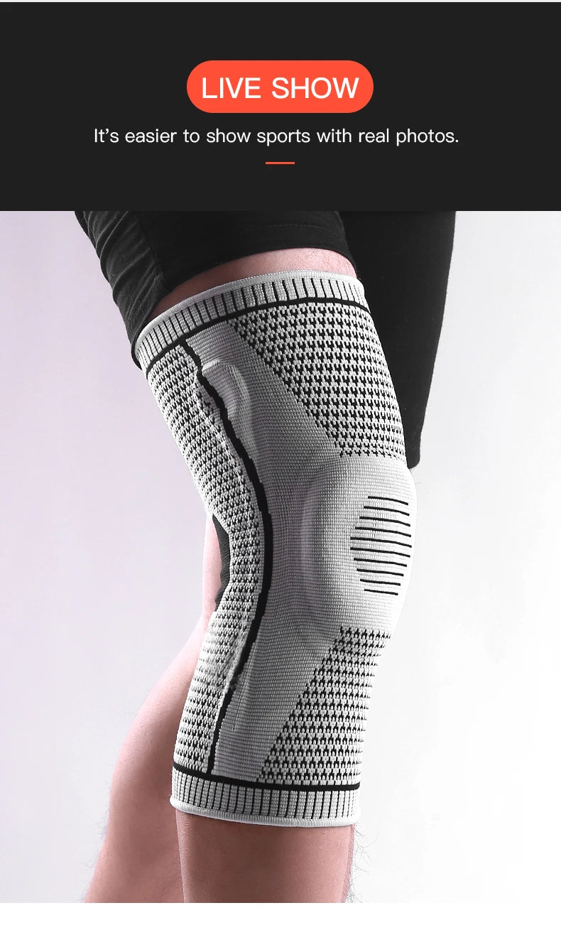 1 PC Knee Pads Strap Patella Medial Support Meniscus Silicone Compression Protection Sport Knee Braces Basketball Running Prot