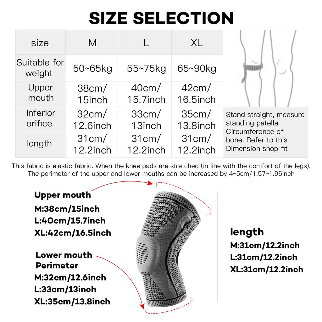 1 PC Knee Pads Strap Patella Medial Support Meniscus Silicone Compression Protection Sport Knee Braces Basketball Running Prot