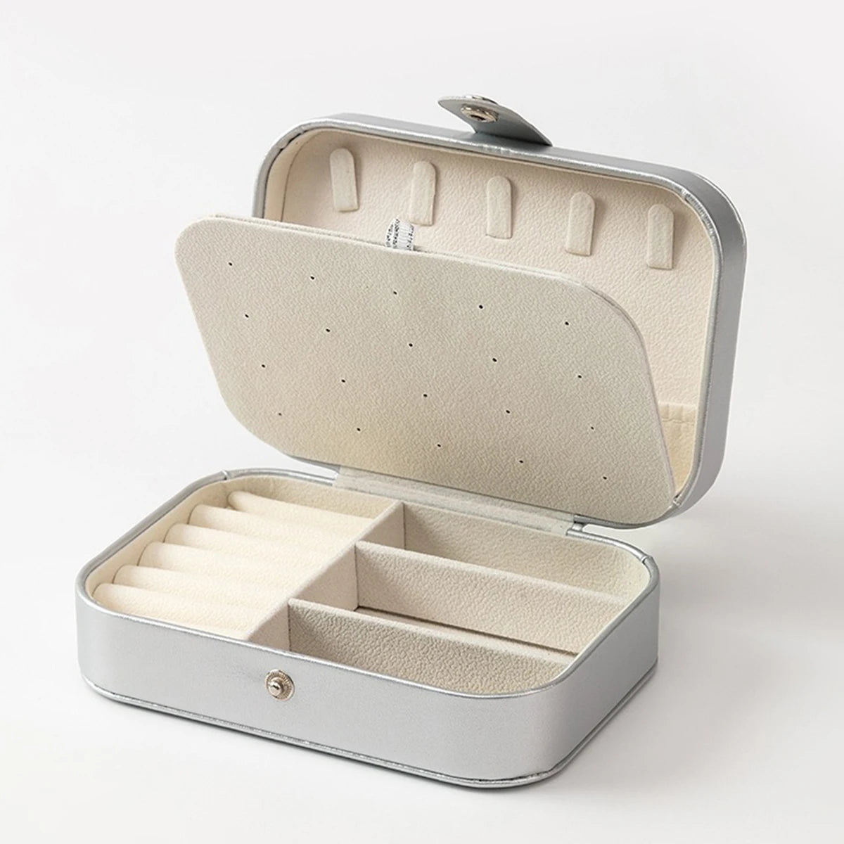 Portable Multi-Compartment Jewelry Box with Velvet Lining - Travel-Friendly Pink Jewelry Organizer for Accessories