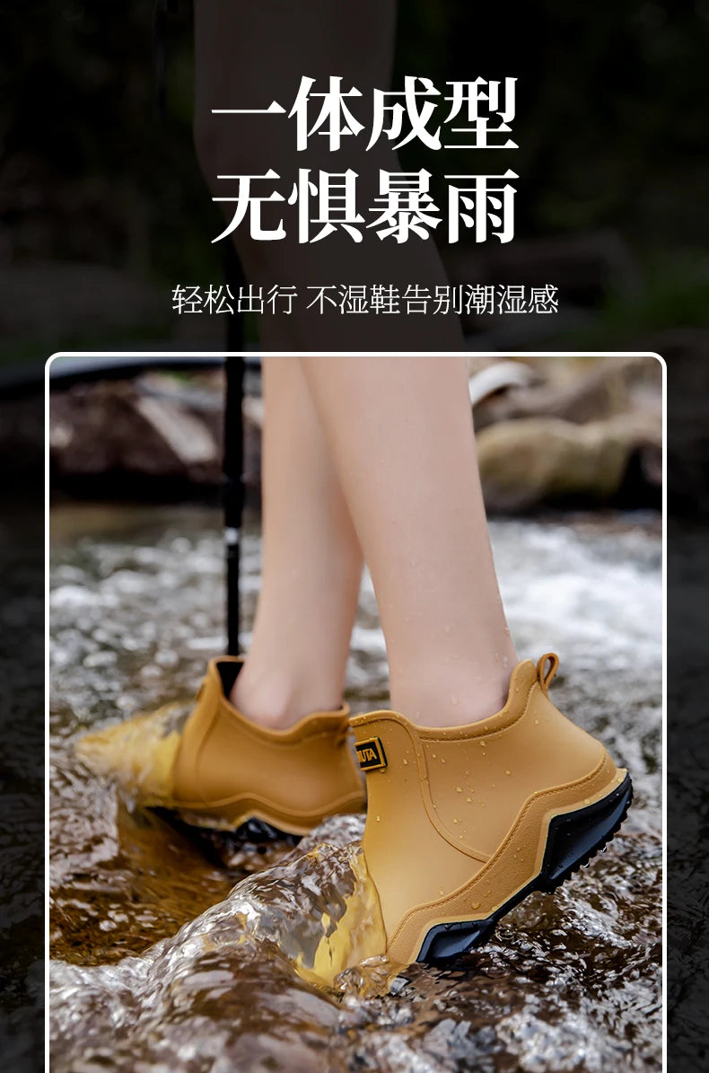 Low-cylinder Rain Shoes for Men and Women: Outdoor Fishing Waterproof Shoes, Stylish Style for Outdoor Wear, Rain Boots