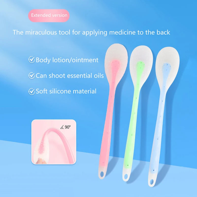 【Multi-Function Lotion Sunscreen Ointment Applicator Silicone Long Handle Body Cleaner Shower Brush Sunscreen Back Applicator】