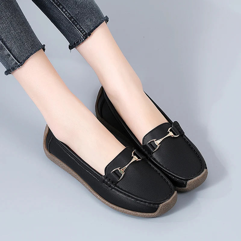 100% cowhide Women's casual sports shoes Fashion Thick base Lightness Women's vulcanized shoes New large size Women's sneakers