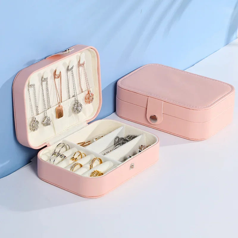 2024 Portable Jewelry Box Jewelry Organizer Display Travel Jewelry Case Boxes Button Leather Storage Zipper Jewelers