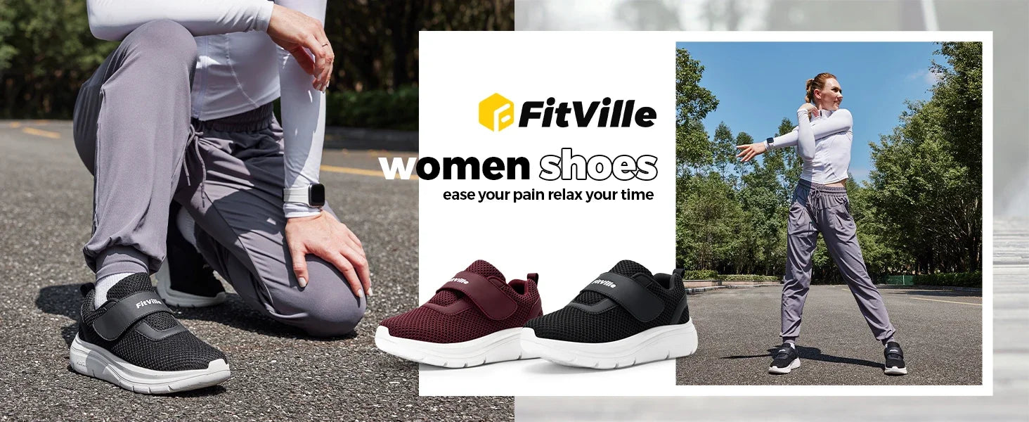 FitVille Women'S Shoes Wide Sneakers Diabetes Shoes Adjustable Strap For Swollen Feet Slip On Walking Lightweight Comfortable