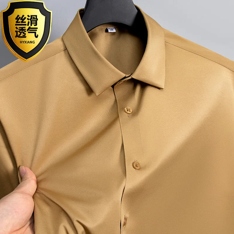 Big Size 5XL Business Shirts For Men Long Sleeve Autumn Wrinkle-free Slim Fit Camisa Social Formal Soft Wedding Office White Top