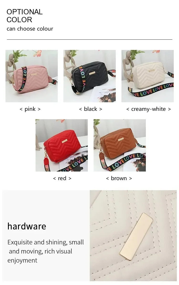 Embroidered PU Camera Bag, Small Square Shoulder Bag, Casual and Versatile