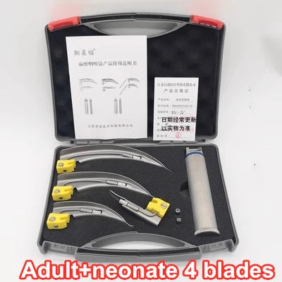 Child Adult Neonate Anesthesia Throat Mirror LED Light Intubation Stainless Steel Laryngoscope Detection Tool
