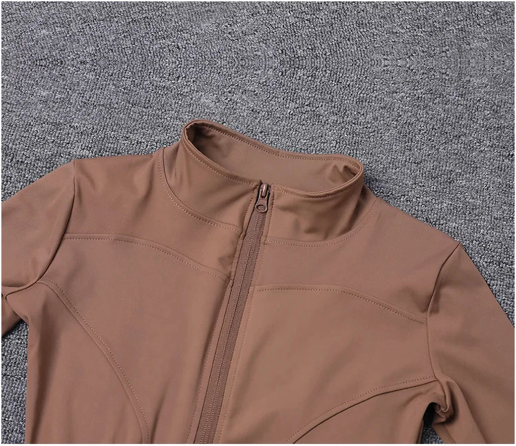 Women Long Sleeve Sport Jacket Spring Summer Gym Workout Coat Yoga Running Sports Cycling Top Casual Zipper Outfit Clothes Chic