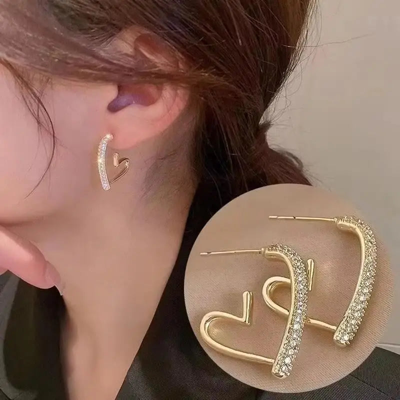 Korean Fashion Zircon Drop Earrings For Women Jewelry 2026 Trending New Luxury Women's Geometric Hoop Earrings Pendientes Gifts