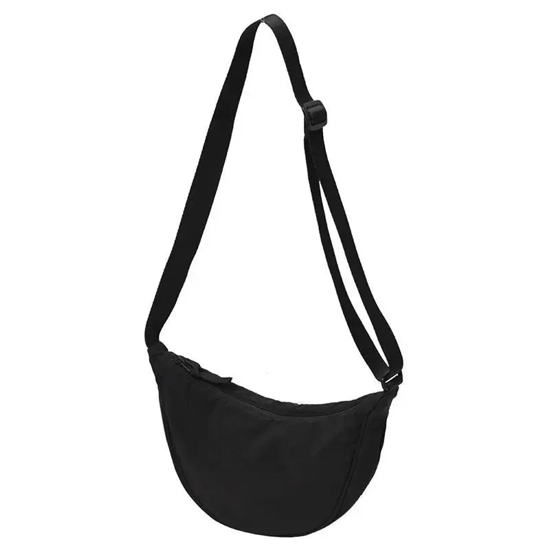 Men and Women Solid Color Chest Bag for Large Capacity Travel Crossbody Female Half Moon Bag Daily Cotton Filled Shoulder Bag