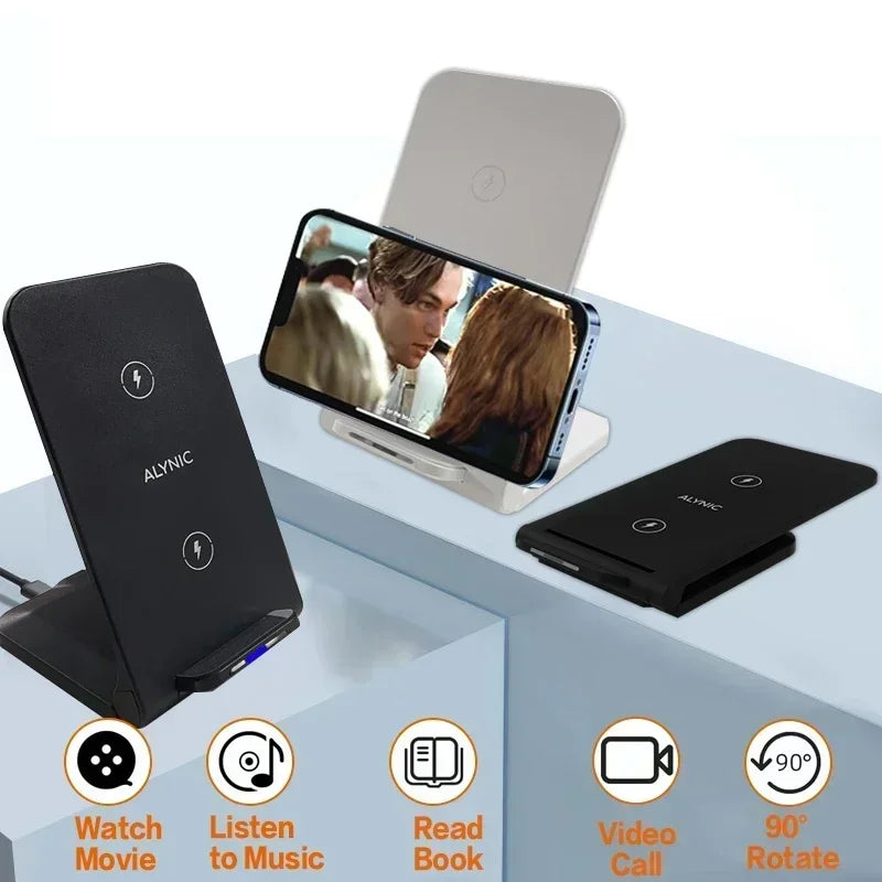 Wireless Charger Desktop Stand For iPhone 11 12 13 14 15 16 X Pro Max Samsung S24 S23 S22 Xiaomi Fast Wireless Charging Station