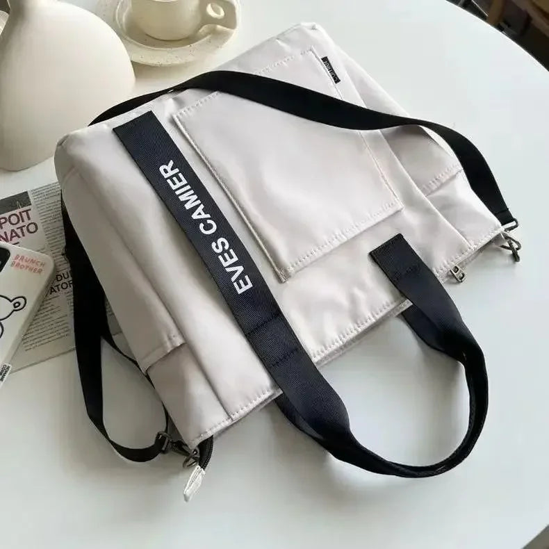 2024 New Casual Tote Large Capacity Shoulder Bag Nylon Waterproof Canvas Handbag Simple Fashion Messenger Bags for Schoolgirl