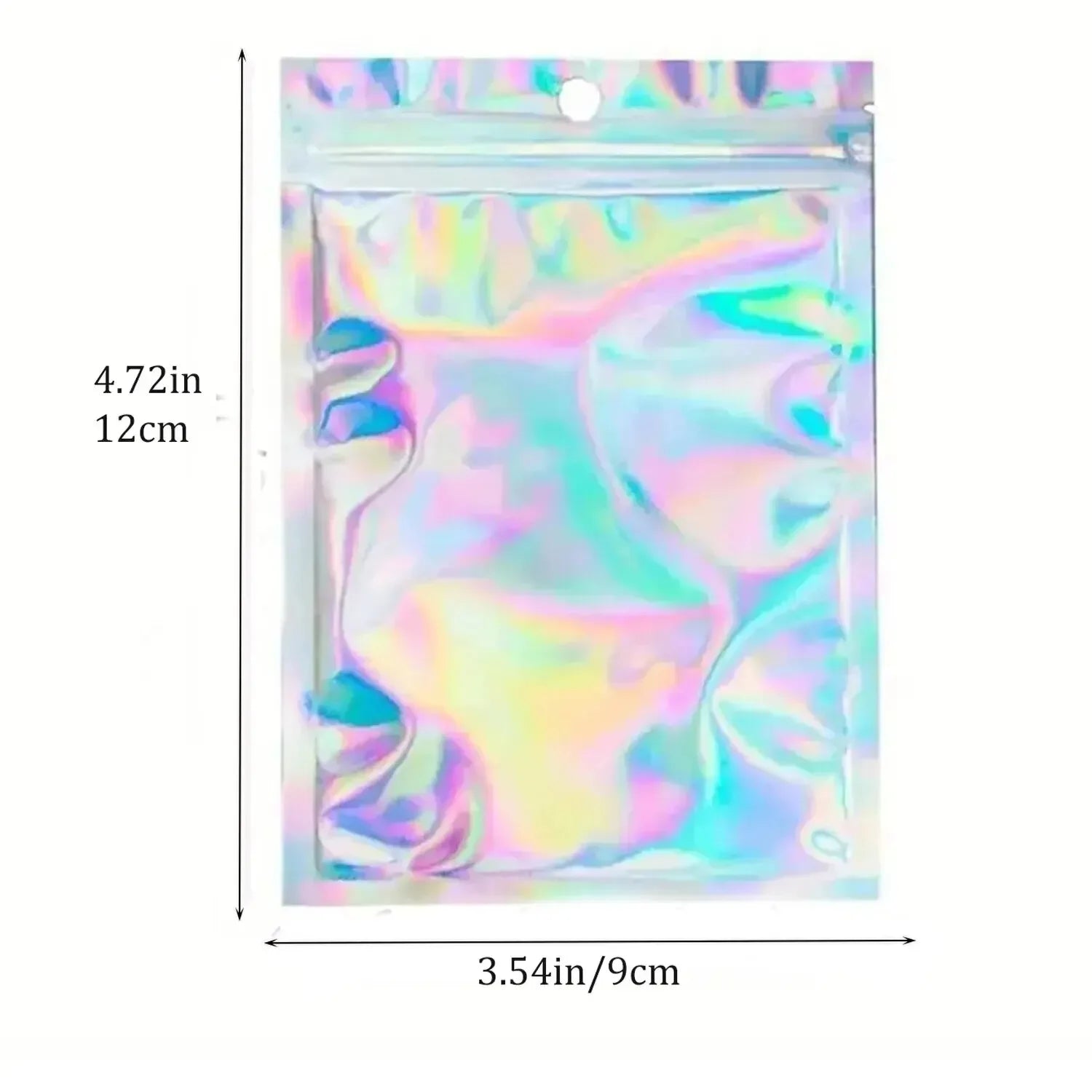 100PCS Holographic Bag Laser Rainbow Pattern Self Sealing Bag Candy Bag and Front Window Sample Bag