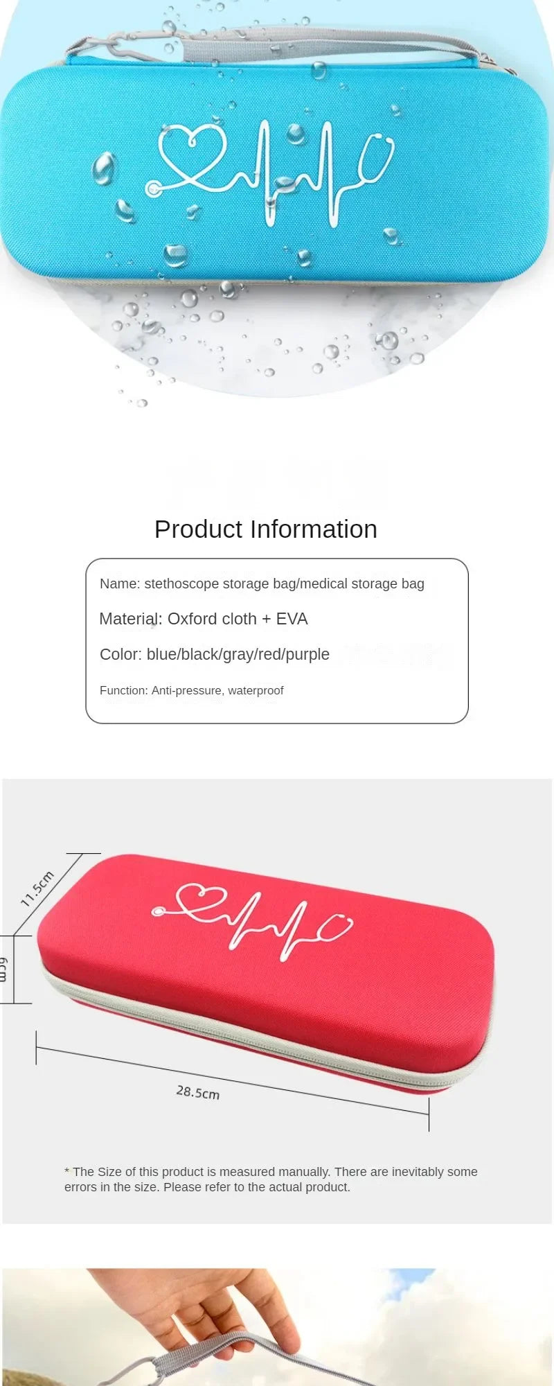 Portable Empty Non-woven Emergency Bag Multifunctional Stethoscope EVA Storage Bag Home Square Hard Shell Medical Storage Box