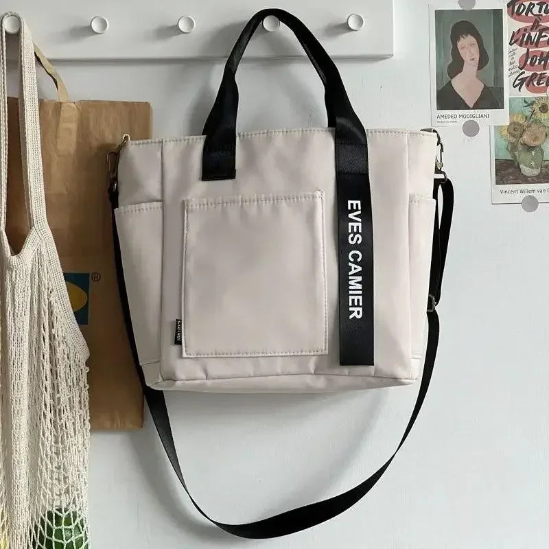 2024 New Casual Tote Large Capacity Shoulder Bag Nylon Waterproof Canvas Handbag Simple Fashion Messenger Bags for Schoolgirl