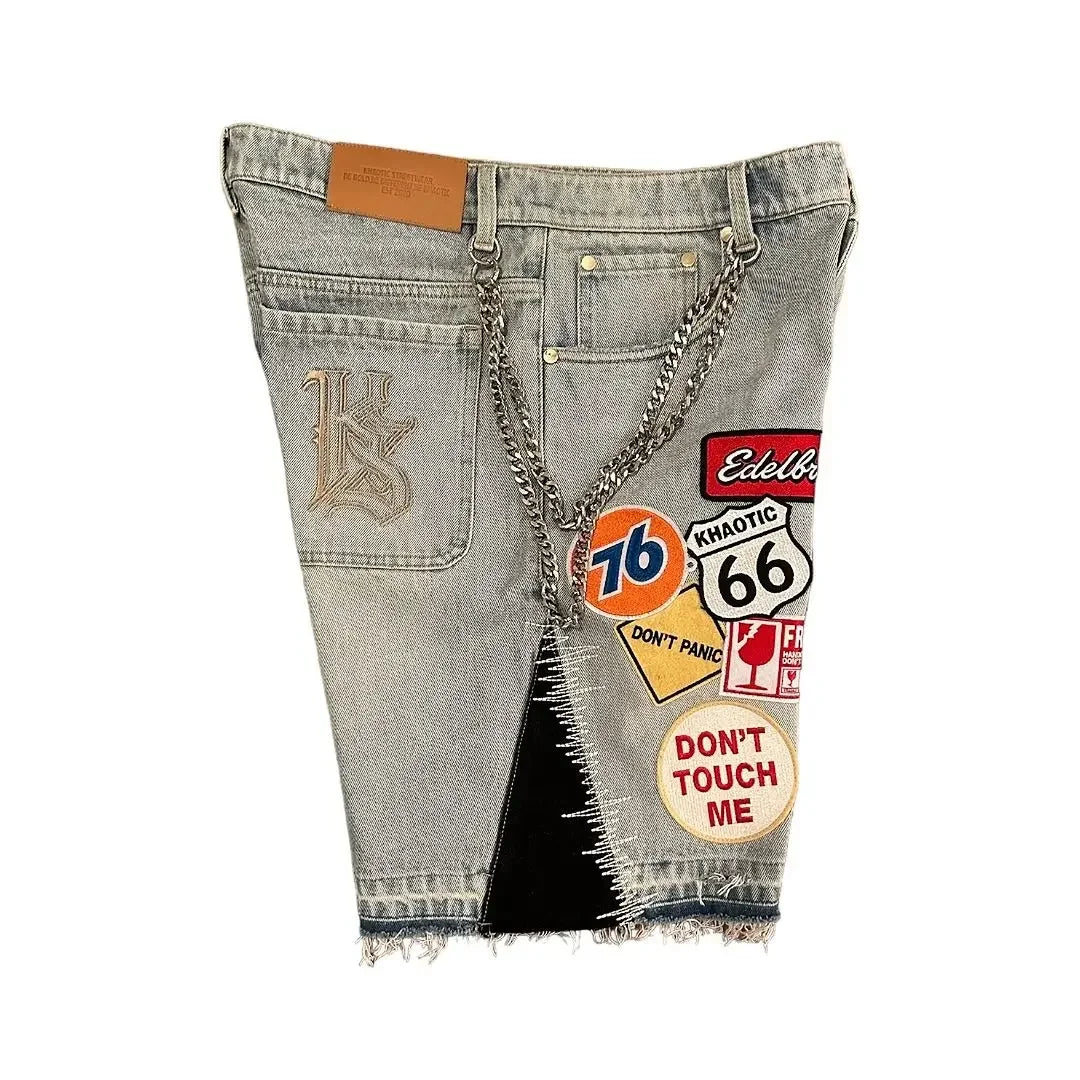 Harajuku Hip Hop Cartoon Denim Shorts Women Embroidery Patchwork Baggy Short American 2000s Y2k Jeans Low Waist Sports Shorts