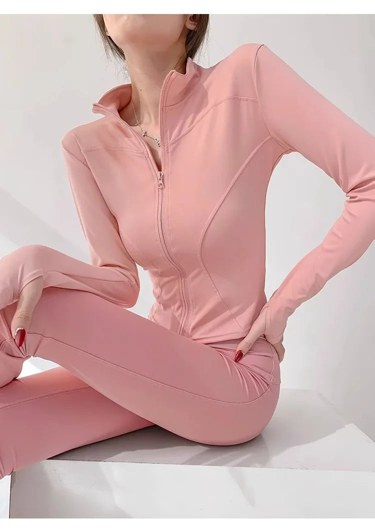 S-3XL Sun Quick Drying Sports Coat Women's Tight Top Yoga Jacket Long Sleeve Zipper Jacket Running Fitness Women's Jacket