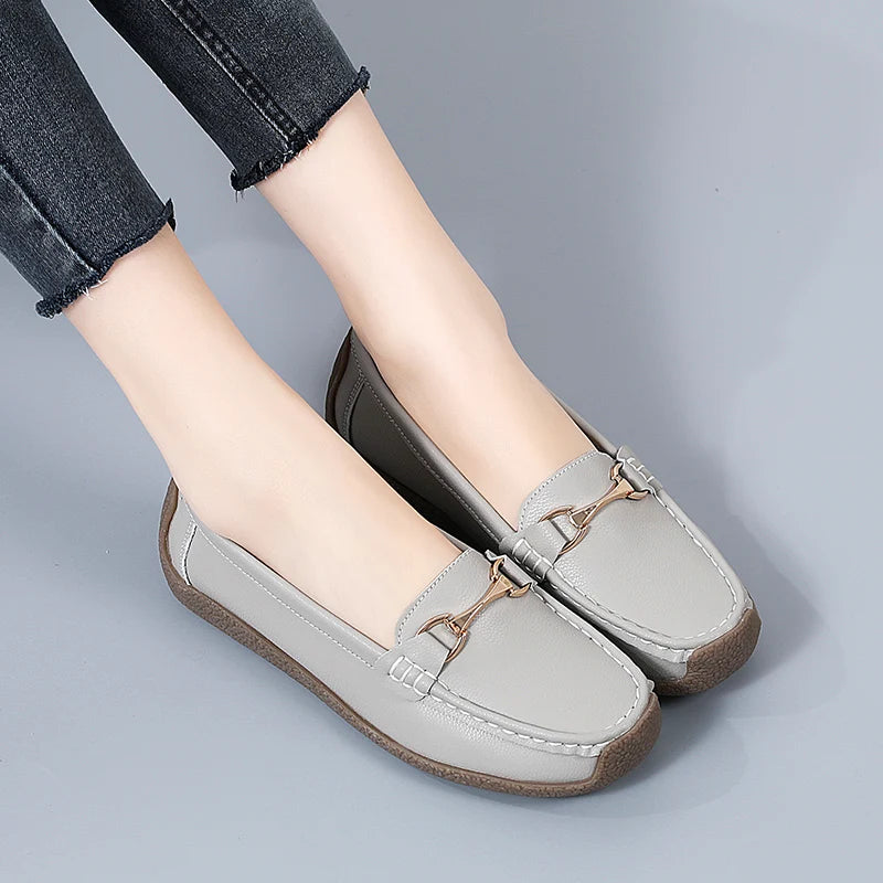 100% cowhide Women's casual sports shoes Fashion Thick base Lightness Women's vulcanized shoes New large size Women's sneakers