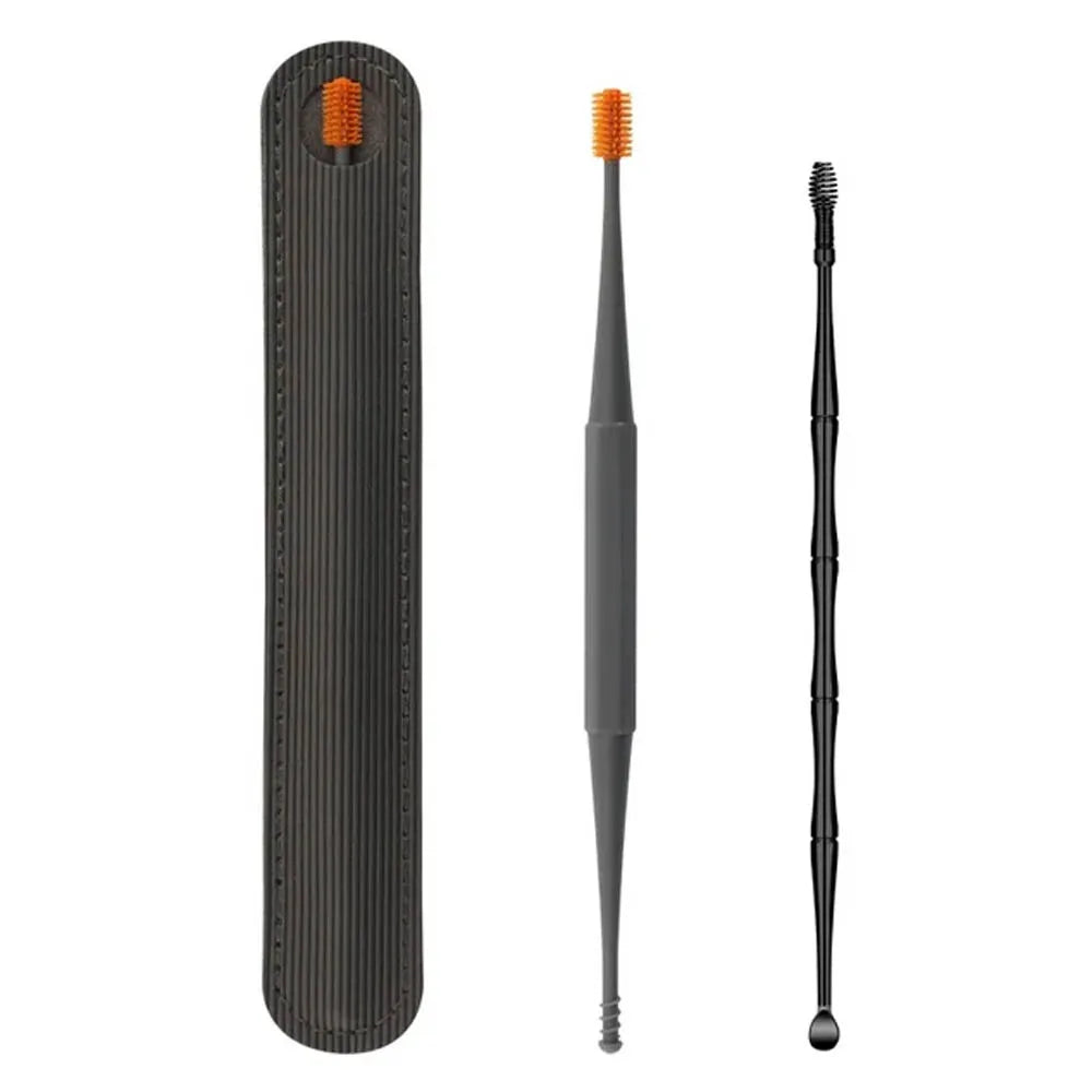 2PCS Ear Wax Removal Tool Ear Cleaning Sticks Earpick Remover Silicone Double Head Ear Cleaner 360° Spiral Swab