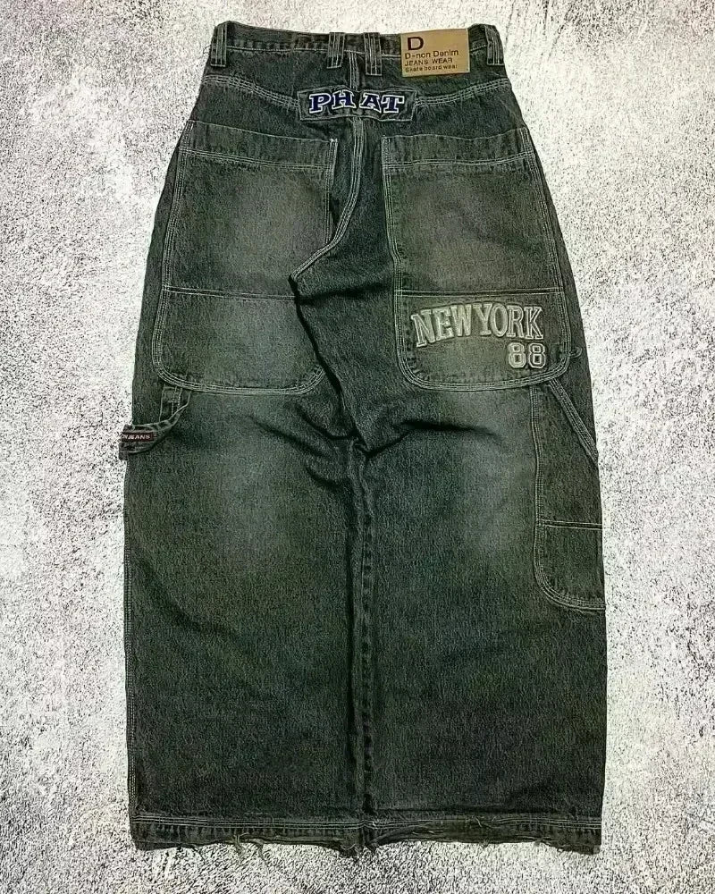 American Y2K 2025 New Baggy Wide Leg Black Jeans Overszied Women Street Casual Joker Denim Pants Couple Jeans Vintage Streetwear