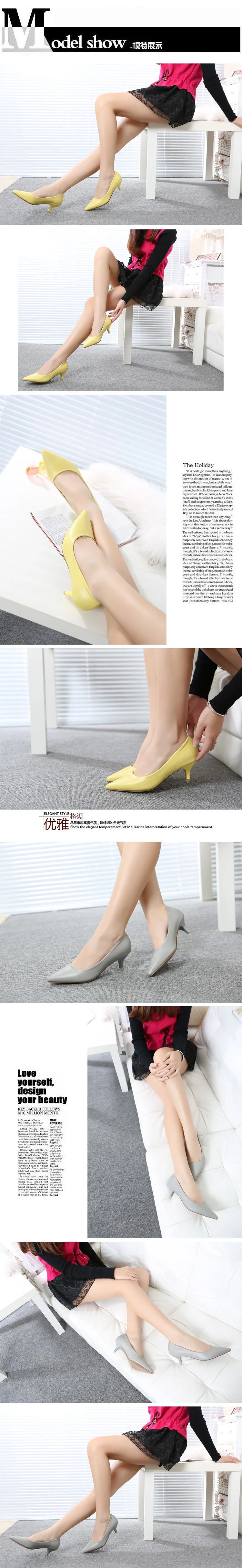 Black Med Heels 5cm Women Shoes Thin Heels Pointed Shallow Mouth Ladies Pumps Ten Colours Microfiber Stiletto Shiny Dating Shoes