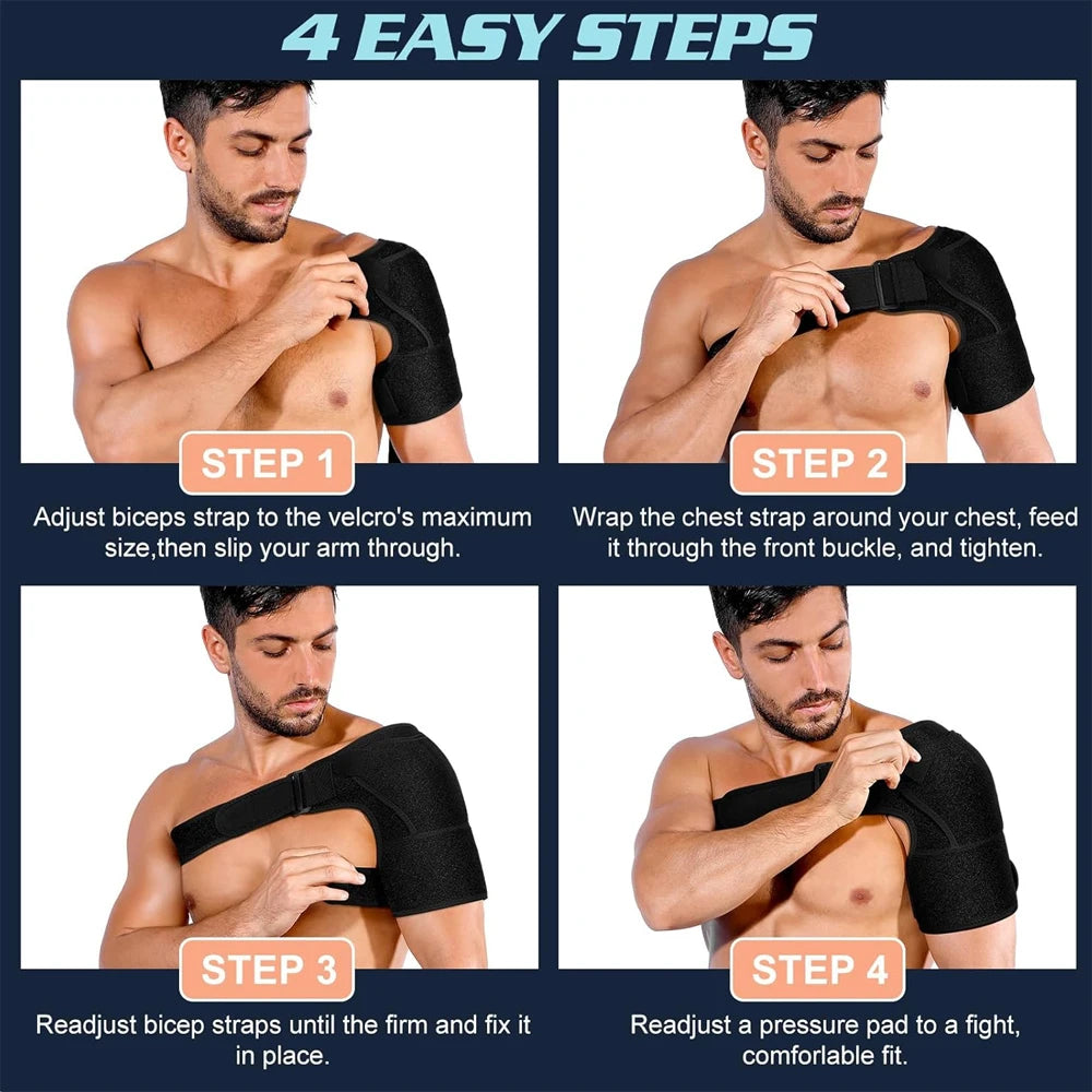 Adjustable Shoulder Brace Men and Women All Use, Breathable Shoulder Support Sleeve for AC Joint Relief and Shoulder Stability